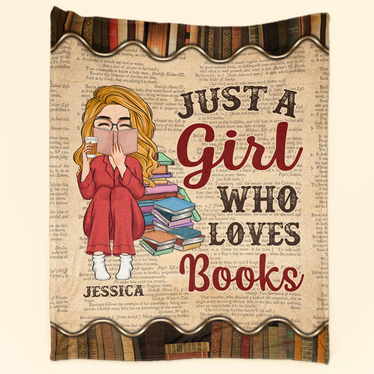 Just A Girl Who Loves Books Vintage Version - Personalized Blanket