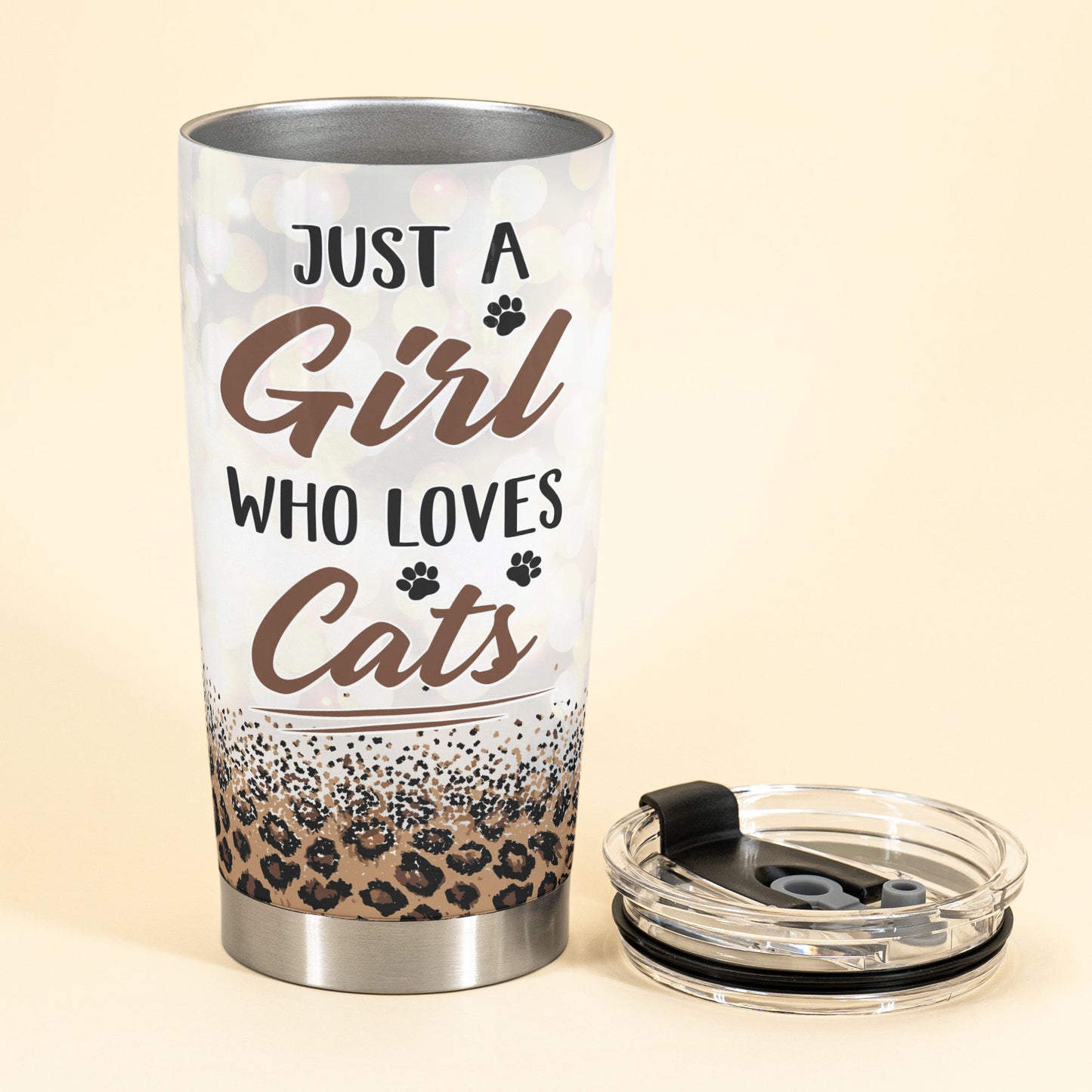 Just A Girl Who Loves Cats - Personalized Tumbler Cup - Birthday Gift For Cat Mom, Cat Lovers