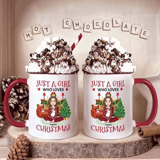 Just A Girl Who Loves Christmas - Personalized Accent Mug