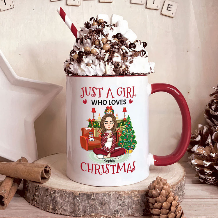 Just A Girl Who Loves Christmas - Personalized Accent Mug