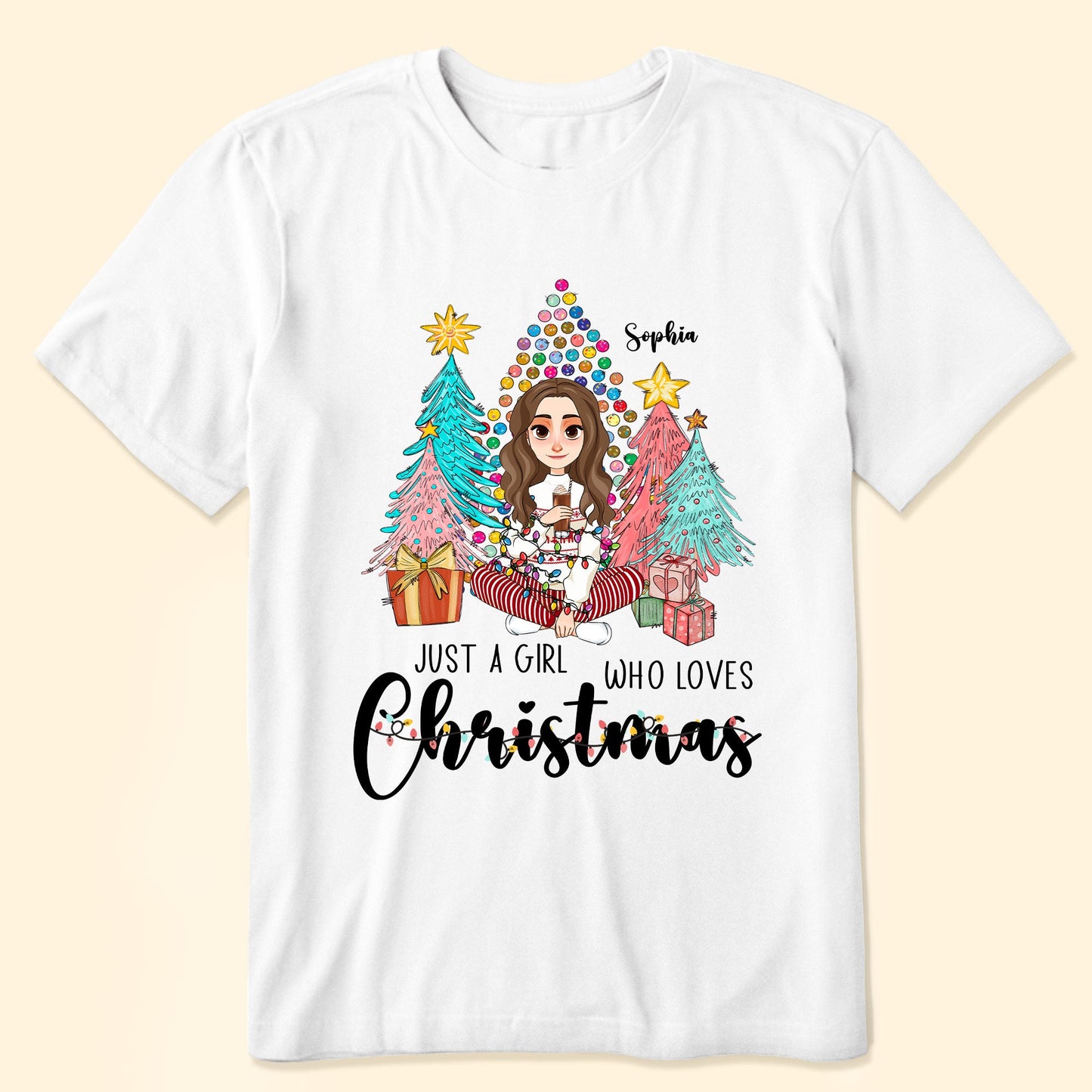 Just A Girl Who Loves Christmas - Vintage Version - Personalized Shirt