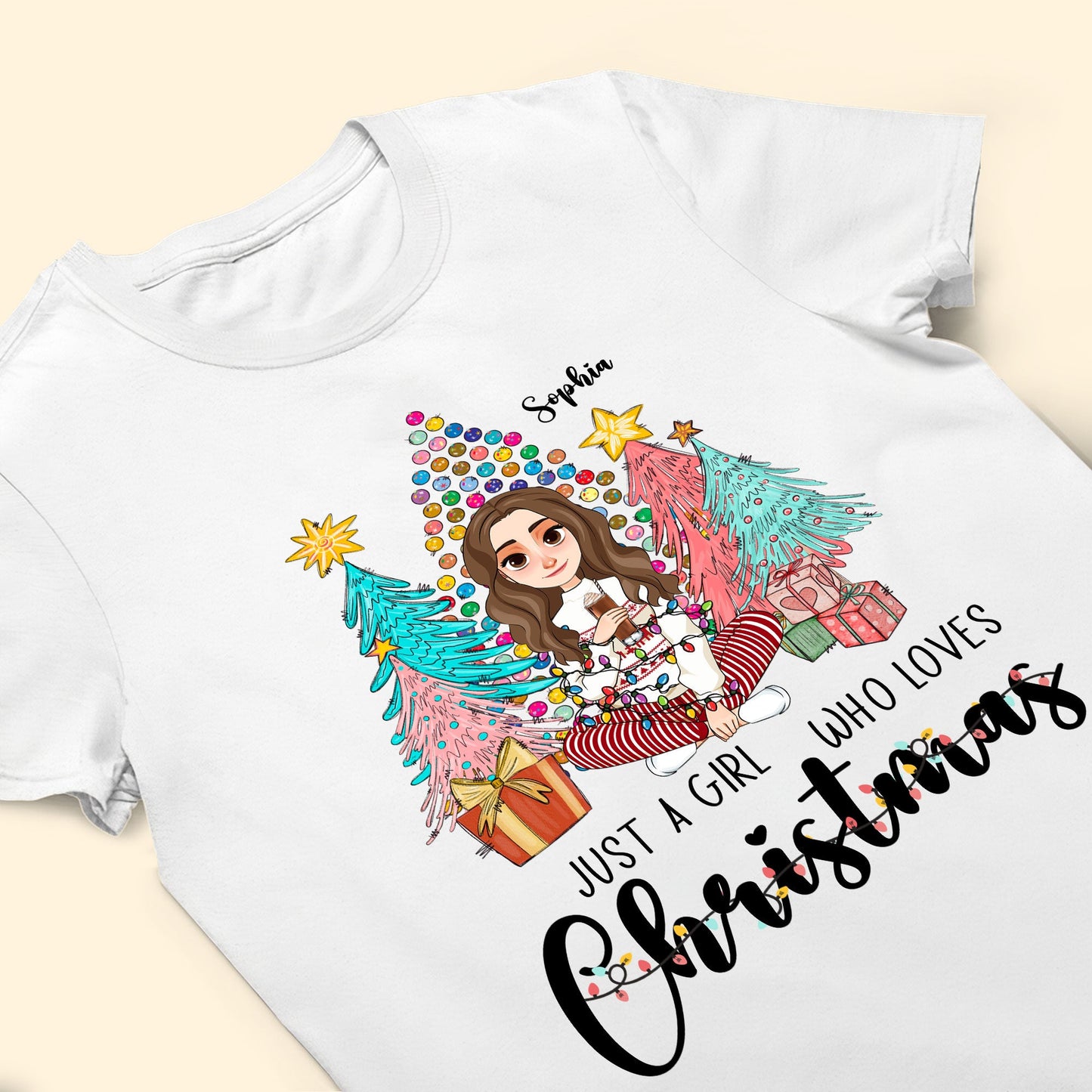 Just A Girl Who Loves Christmas - Vintage Version - Personalized Shirt