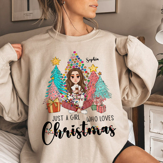 Just A Girl Who Loves Christmas - Vintage Version - Personalized Shirt
