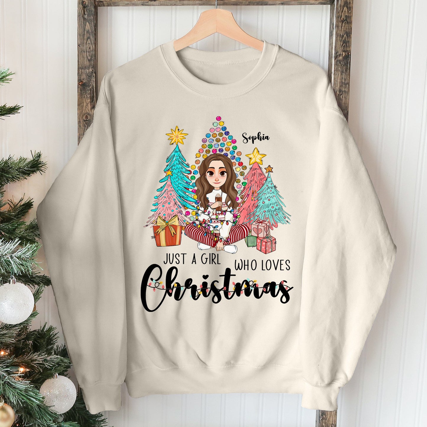 Just A Girl Who Loves Christmas - Vintage Version - Personalized Shirt