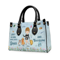 Just A Girl Who Loves Dogs And Traveling - Personalized Leather Bag