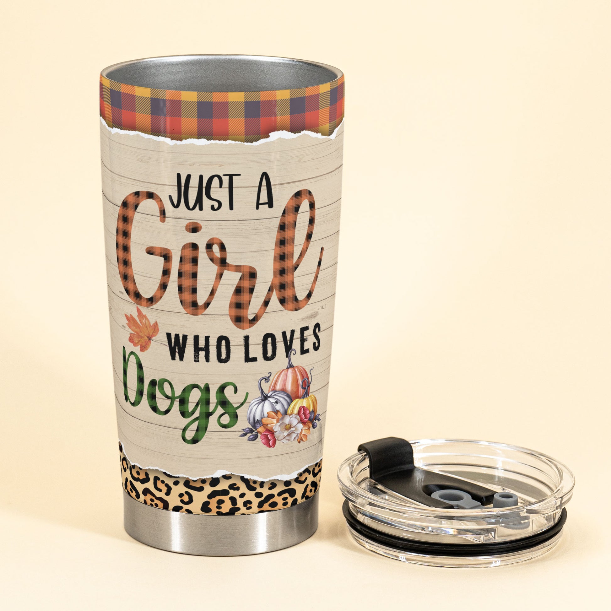 Just A Girl Who Loves Dogs - Personalized Tumbler Cup - Gift For Dog Lover - Fall Birthday