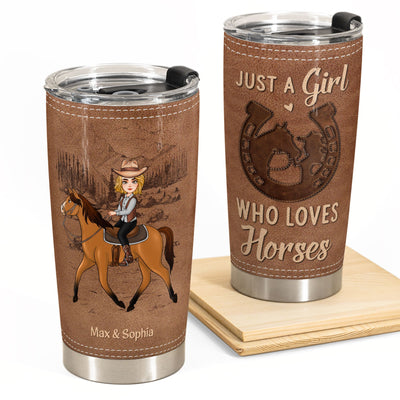 Just A Girl Who Loves Horses - Vintage Version - Personalized Tumbler Cup - Birthday, Loving Gift For Horse Mom, Horse Lover
