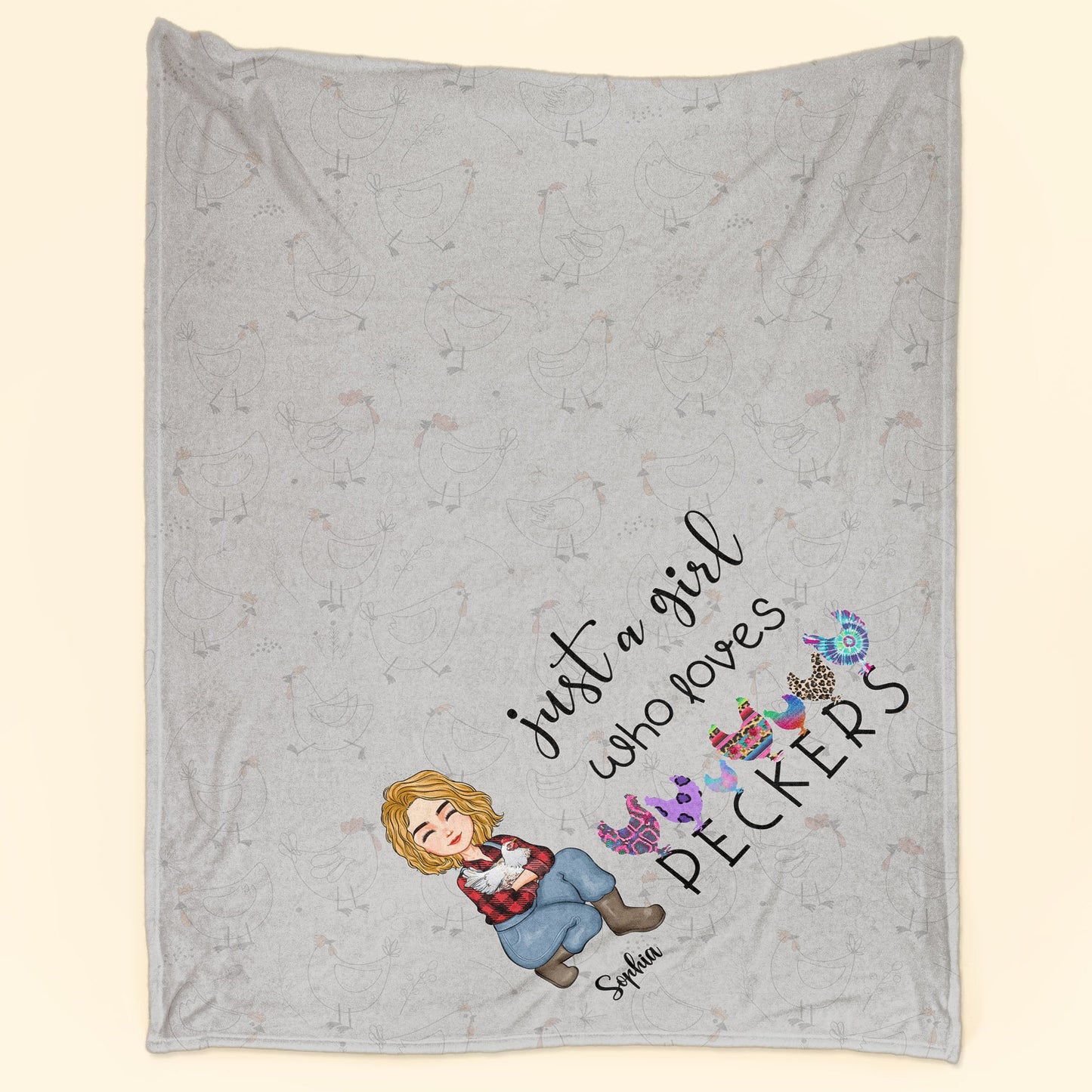 Just A Girl Who Loves Peckers - Personalized Blanket - Birthday, Christmas, New Year Gift For Farmers, Chicken Lady