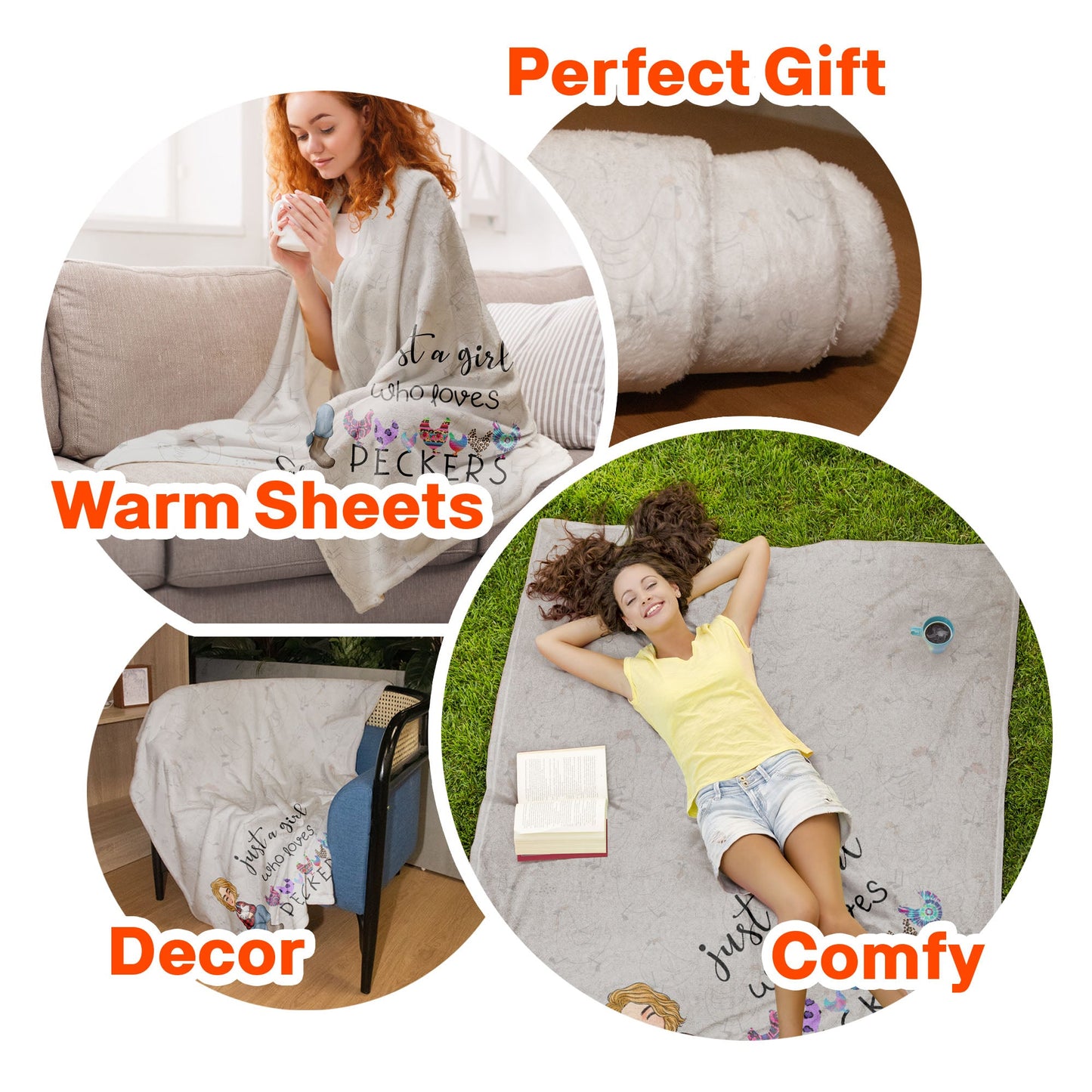 Just A Girl Who Loves Peckers - Personalized Blanket - Birthday, Christmas, New Year Gift For Farmers, Chicken Lady