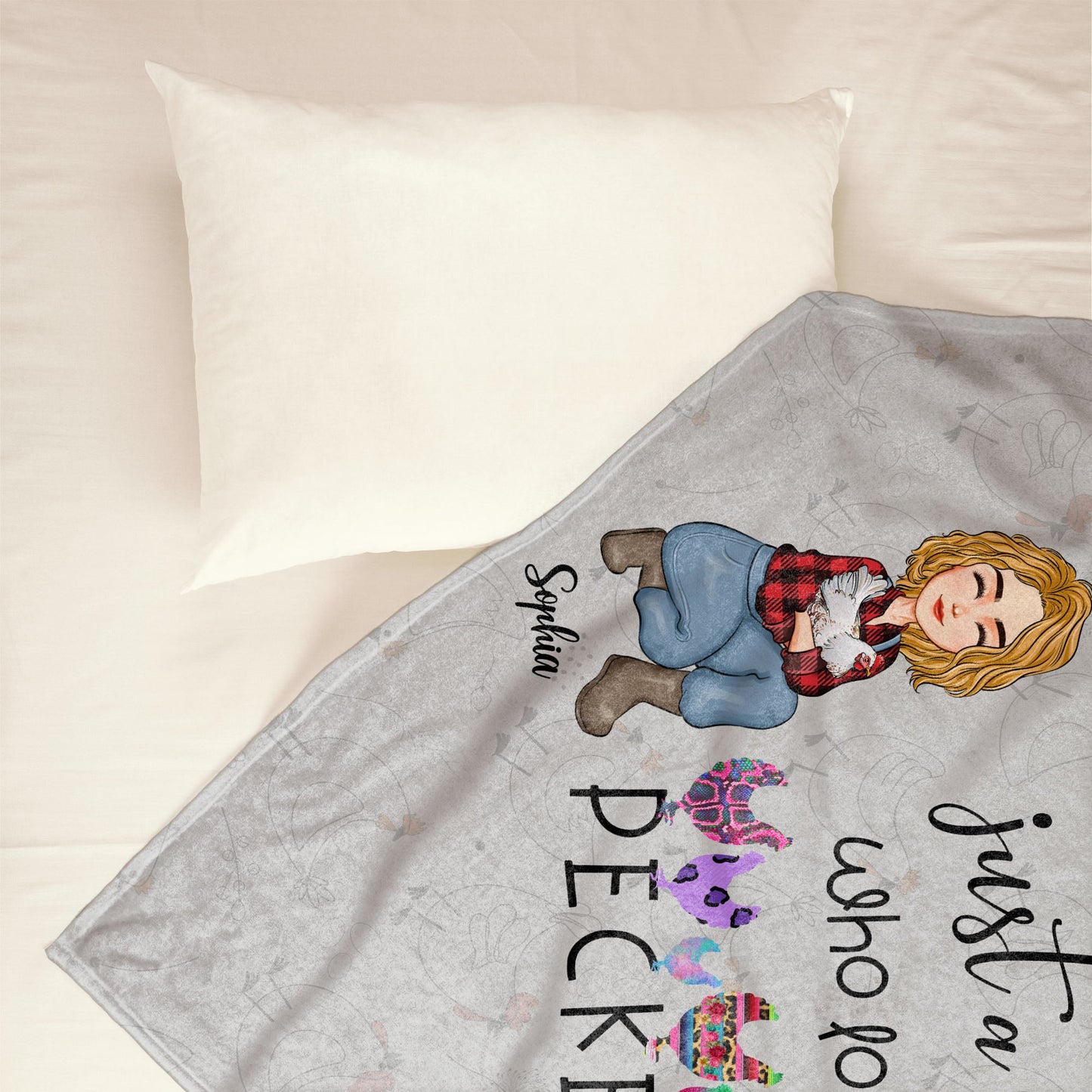 Just A Girl Who Loves Peckers - Personalized Blanket - Birthday, Christmas, New Year Gift For Farmers, Chicken Lady