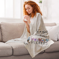 Just A Girl Who Loves Peckers - Personalized Blanket - Birthday, Christmas, New Year Gift For Farmers, Chicken Lady