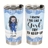 Just A Girl Who Loves Skiing - Personalized Tumbler Cup - Gift For Skiing Lovers