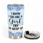 Just A Girl Who Loves Skiing - Personalized Tumbler Cup - Gift For Skiing Lovers
