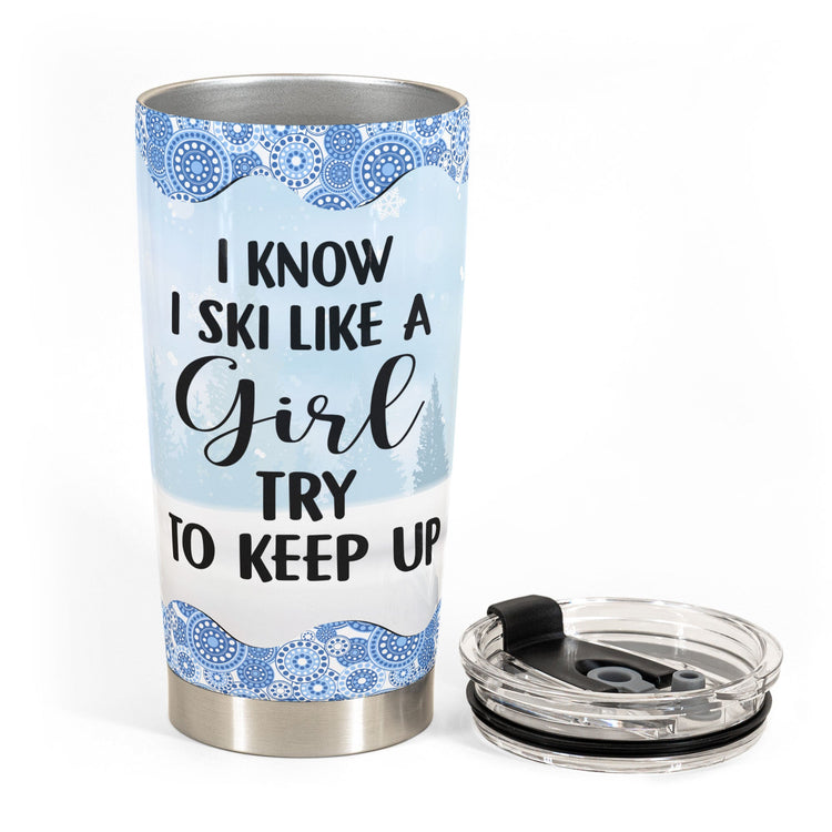 Just A Girl Who Loves Skiing - Personalized Tumbler Cup - Gift For Skiing Lovers