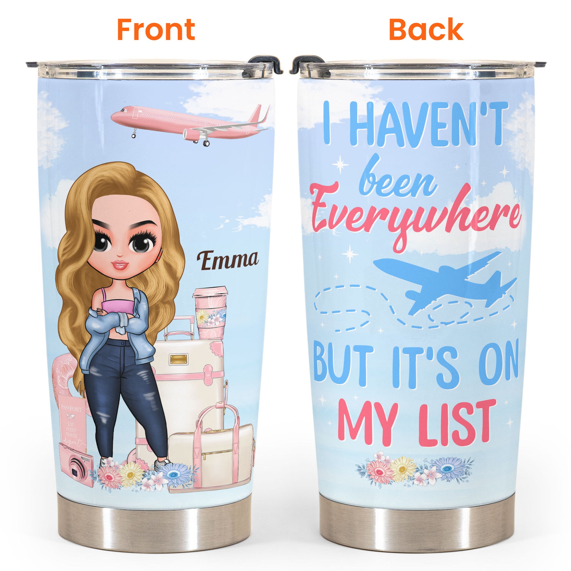 Personalized Travel Tumbler with Handle - Groovy Girl Gifts