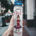 Just A Girl With Goals  - Personalized Water Bottle With Time Marker - Birthday, Motivation Gift For Her, Gymer, Fitness Lover 
