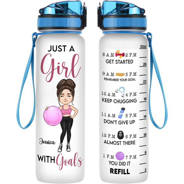 Just A Girl With Goals New Version - Personalized Water Bottle