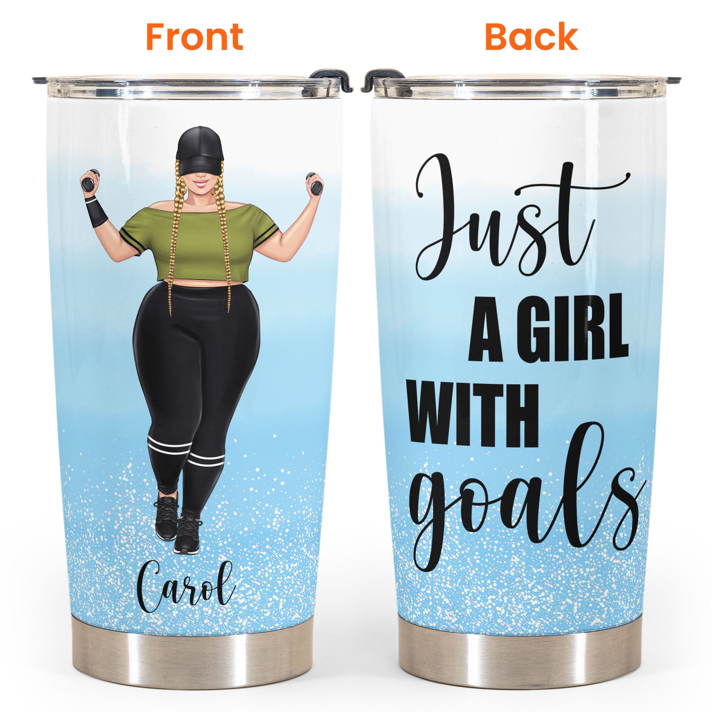 Just A Girl With Goals - Personalized Tumbler Cup - Gift For Fitness Lovers - Curvy Girl