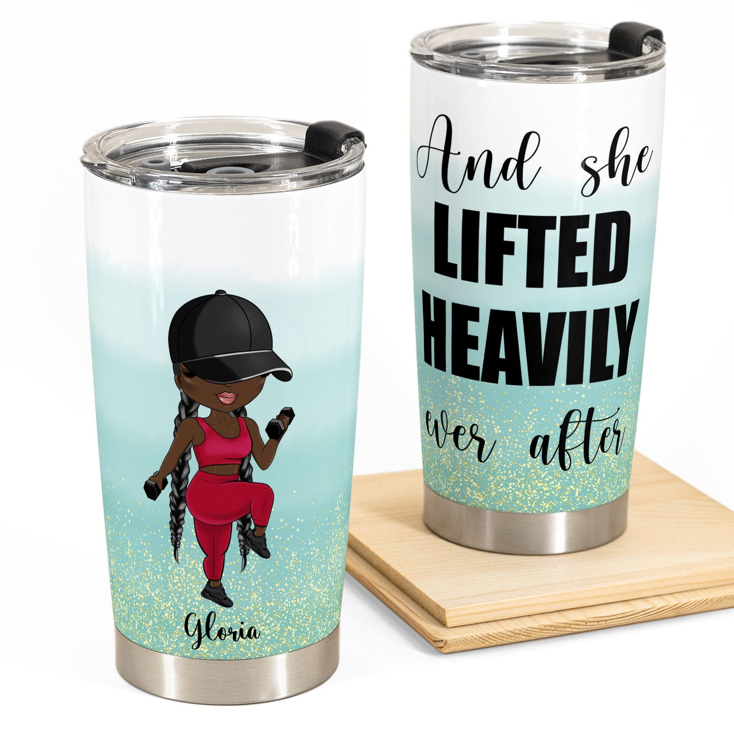 Just A Girl With Goals - Personalized Tumbler Cup - Cute Fitness Girl