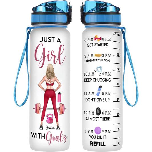 Just A Girl With Goals - Personalized Water Tracker Bottle