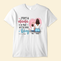Just A Mama In Love With Her Boy, Girl - Personalized Shirt - Birthday, Mother's DayGift For Mom, Mother, Mama