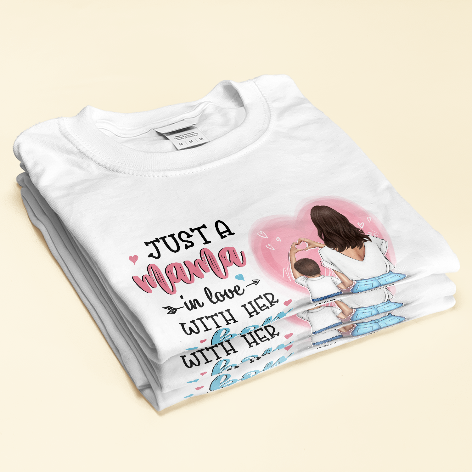 Just A Mama In Love With Her Boy, Girl - Personalized Shirt - Birthday, Mother's DayGift For Mom, Mother, Mama