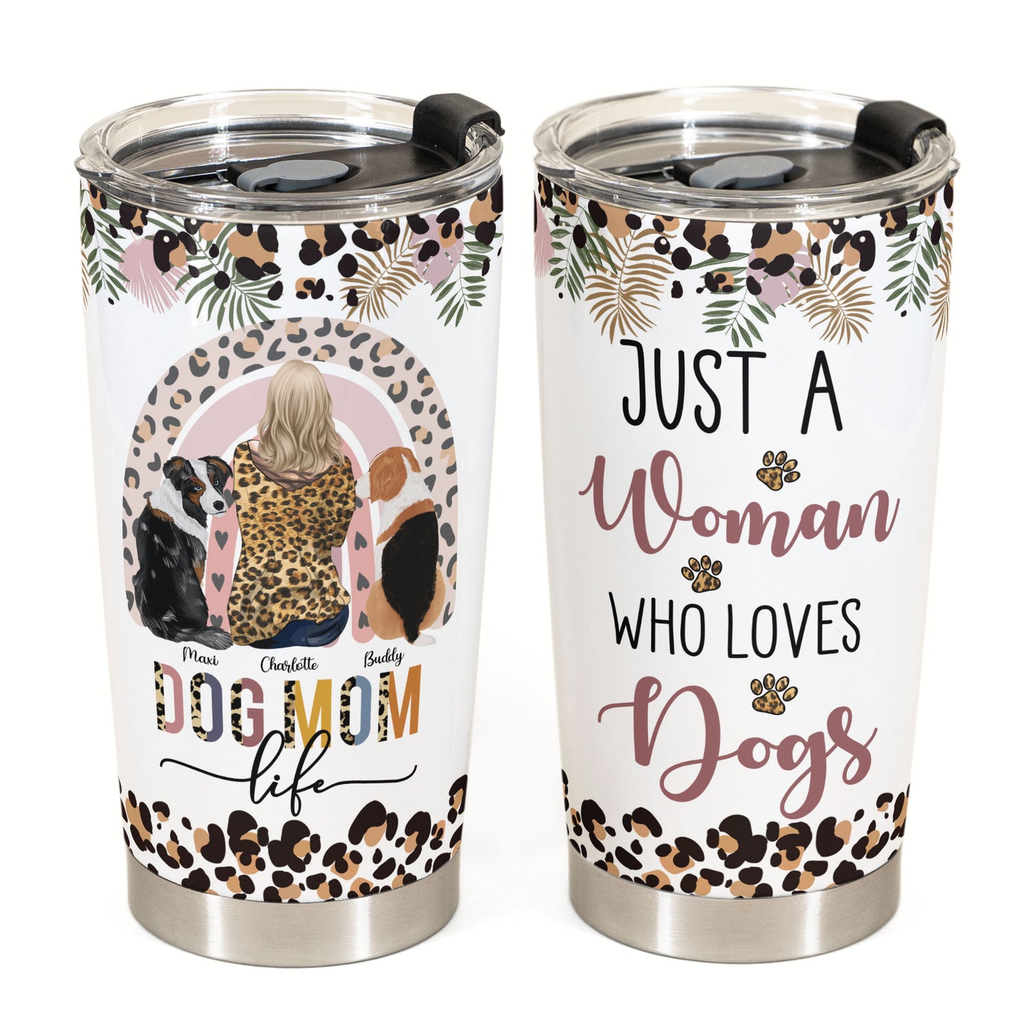 Just A Woman Who Loves Dogs - Personalized Tumbler Cup - Birthday Gift For Dog Mom, Dog Lover