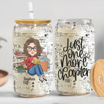 Just One More Chapter - Cartoon Girl - Personalized Clear Glass Cup