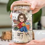 Just One More Chapter - Cartoon Girl - Personalized Clear Glass Cup