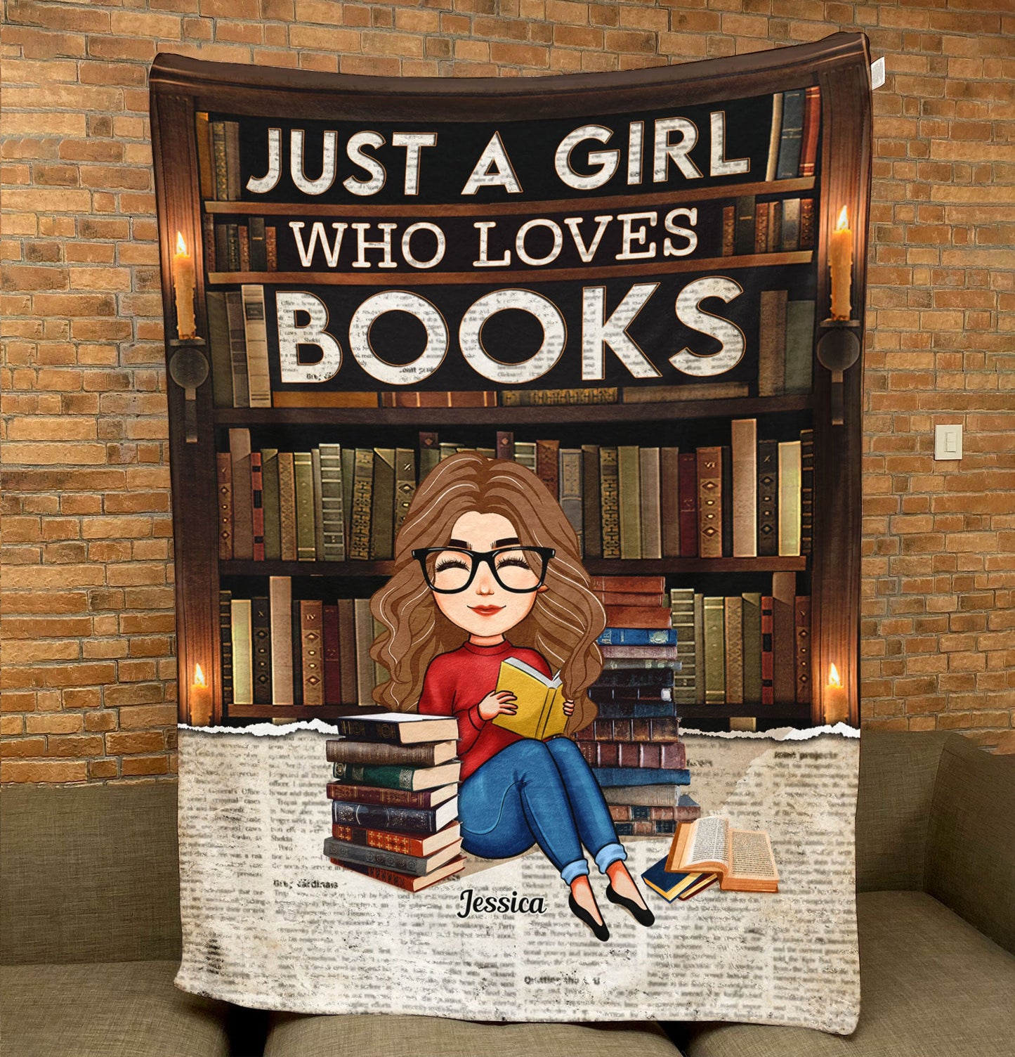 Just A Girl Who Loves Book - Personalized Blanket