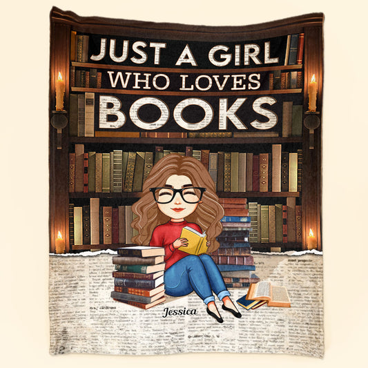 Just A Girl Who Loves Book - Personalized Blanket
