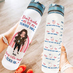 Keep Calm & Teach On - Personalized Water Tracker Bottle - Birthday, Funny Gift For Teacher