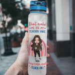 Keep Calm & Teach On - Personalized Water Tracker Bottle - Birthday, Funny Gift For Teacher
