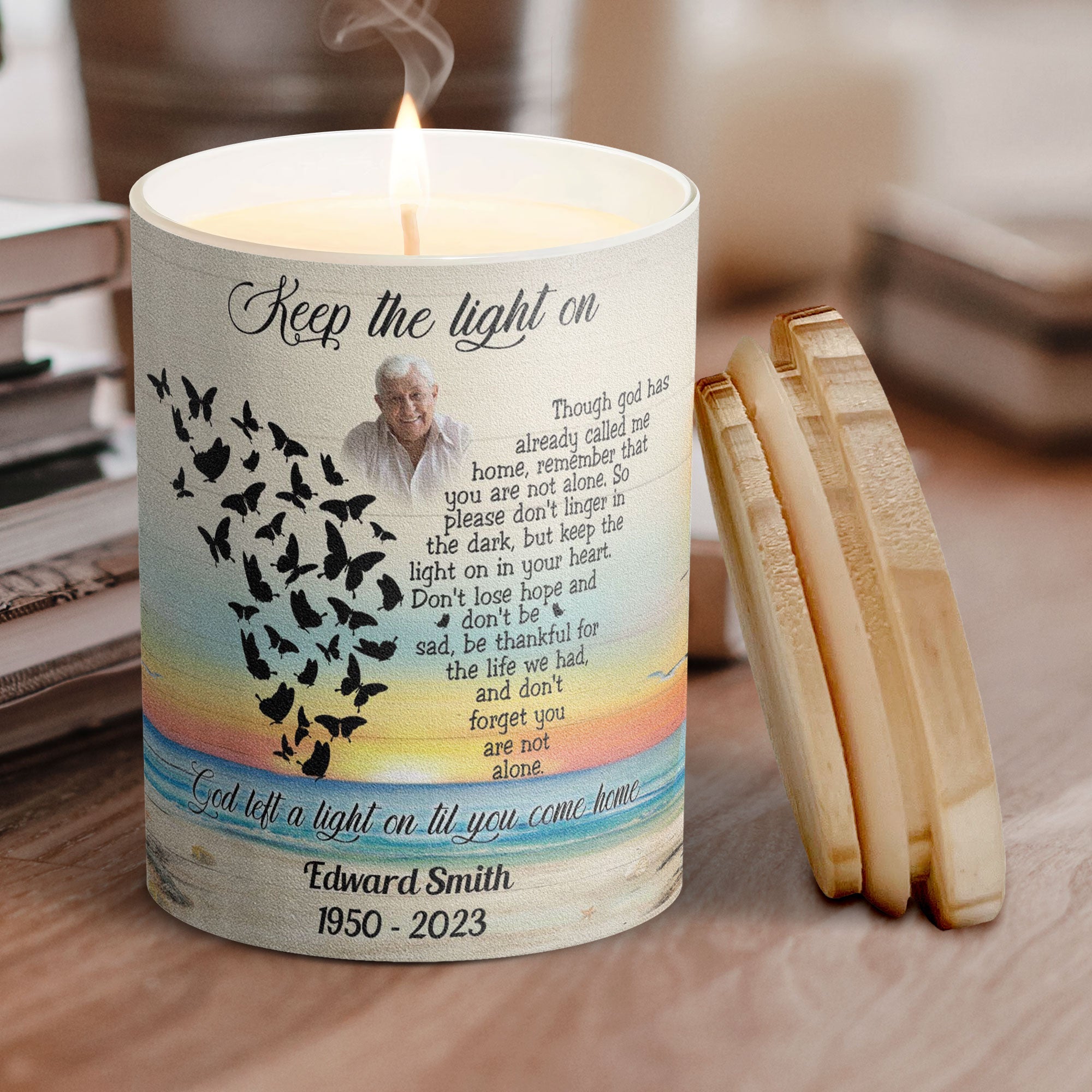 Keep The Light On Though God Has Already Called Me Home - Personalized Photo Candle
