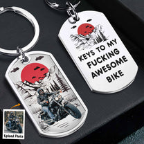 Keys To My Fucking Awesome Bike - Personalized Stainless Steel Photo Keychain