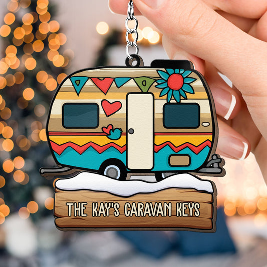 Keys To The Camper Camping Lovers Rv Caravan - Personalized Photo Wooden Keychain