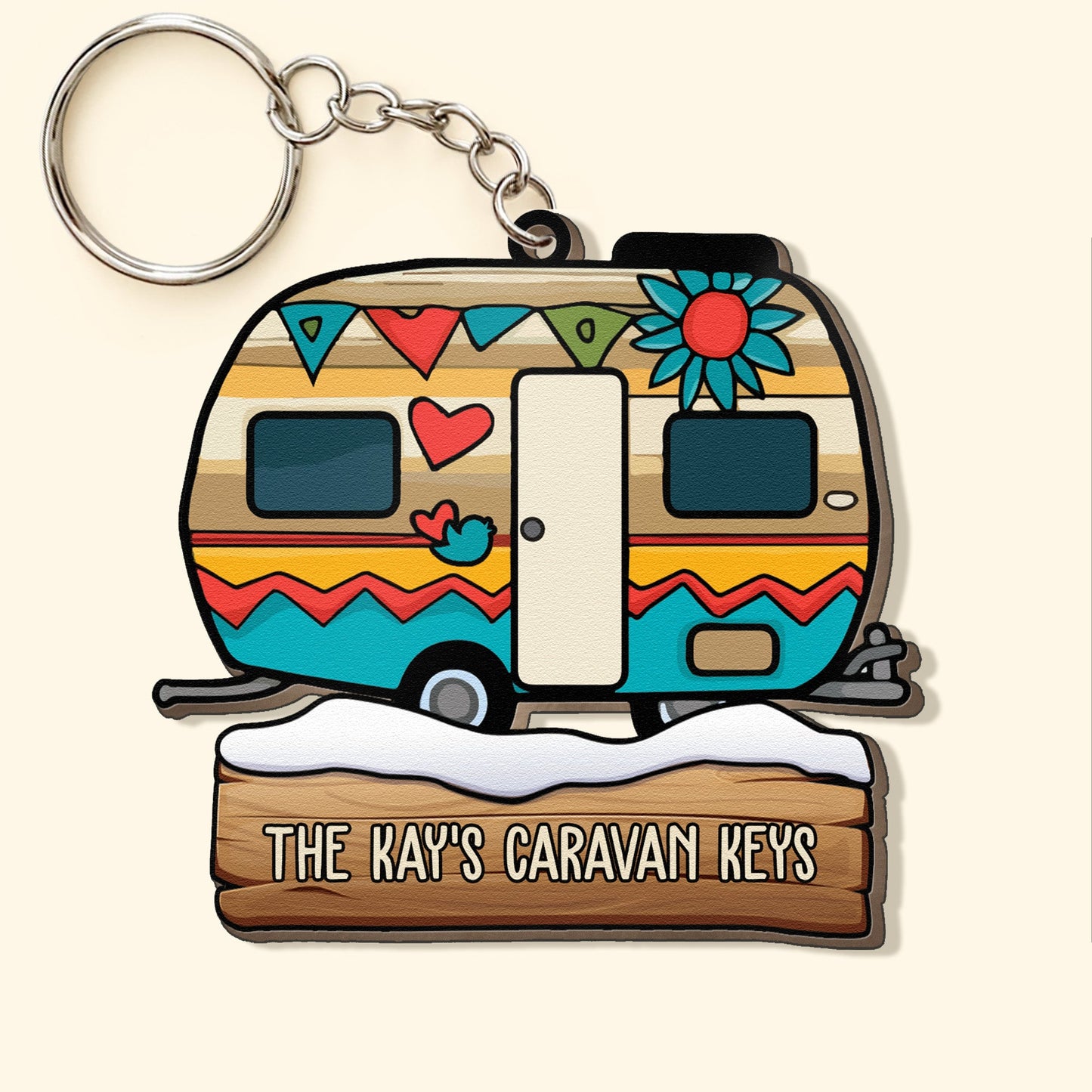 Keys To The Camper Camping Lovers Rv Caravan - Personalized Photo Wooden Keychain