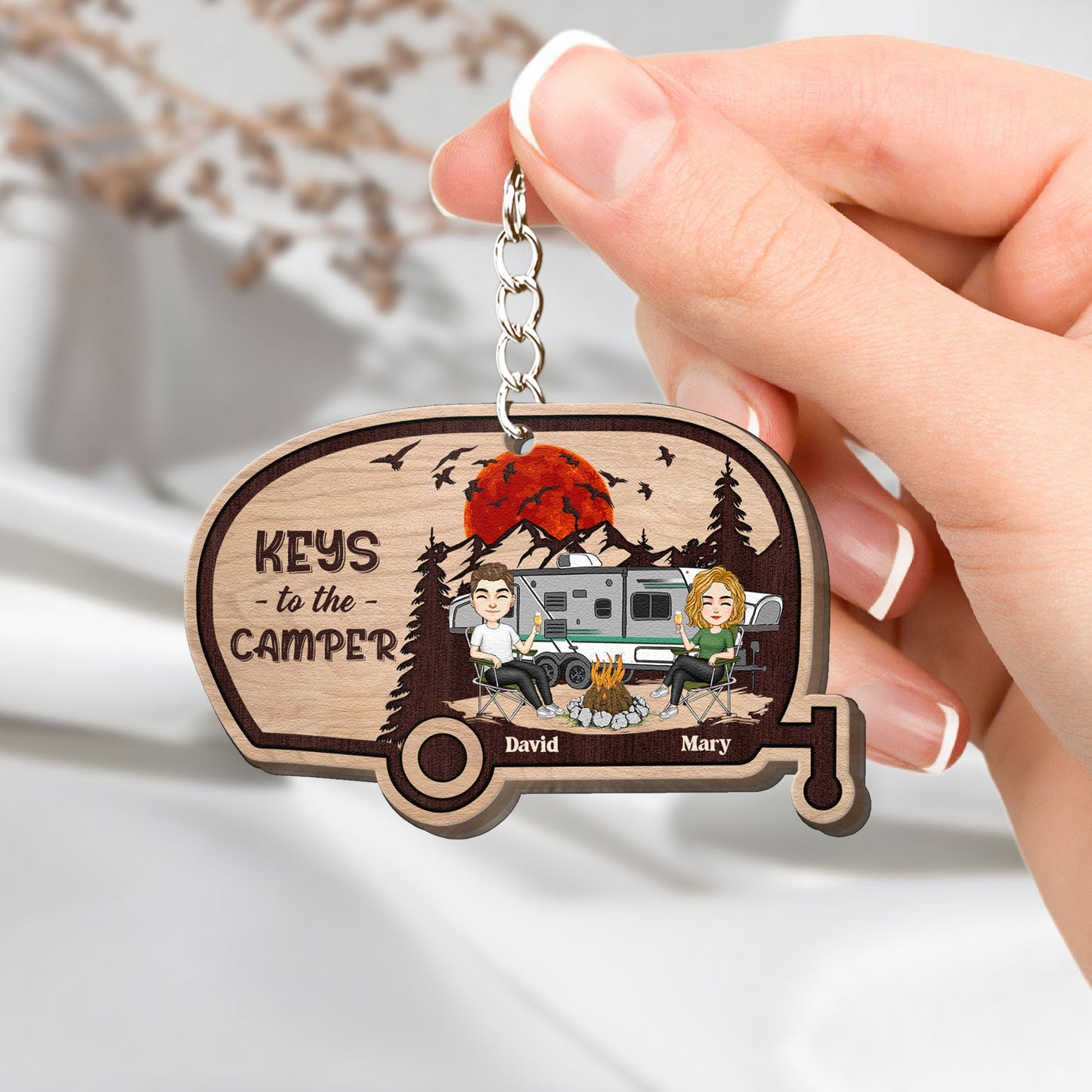 Keys To The Camper - Personalized Wooden Keychain