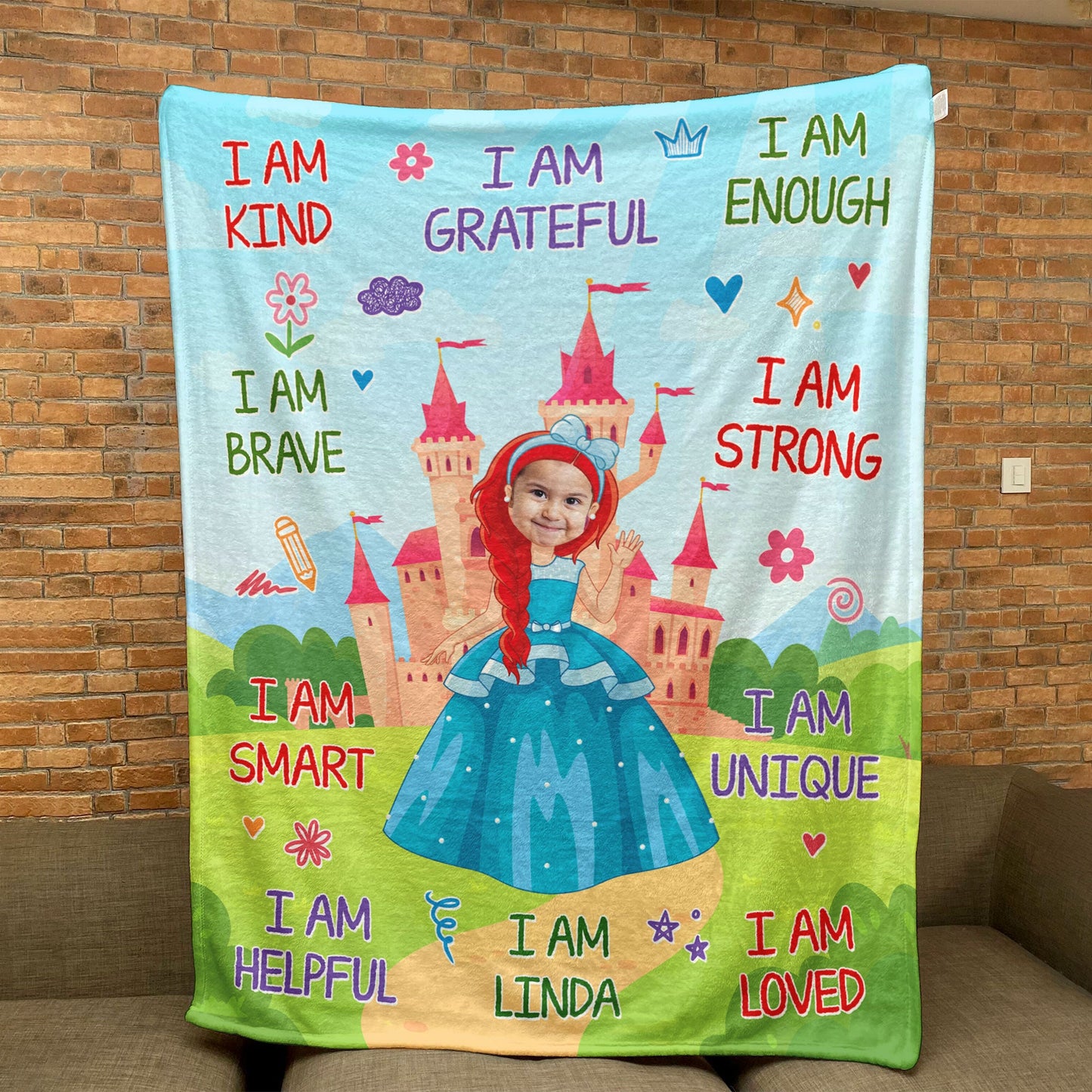 Kid Affirmations I Am Kind Fairytale - Personalized Photo Blanket