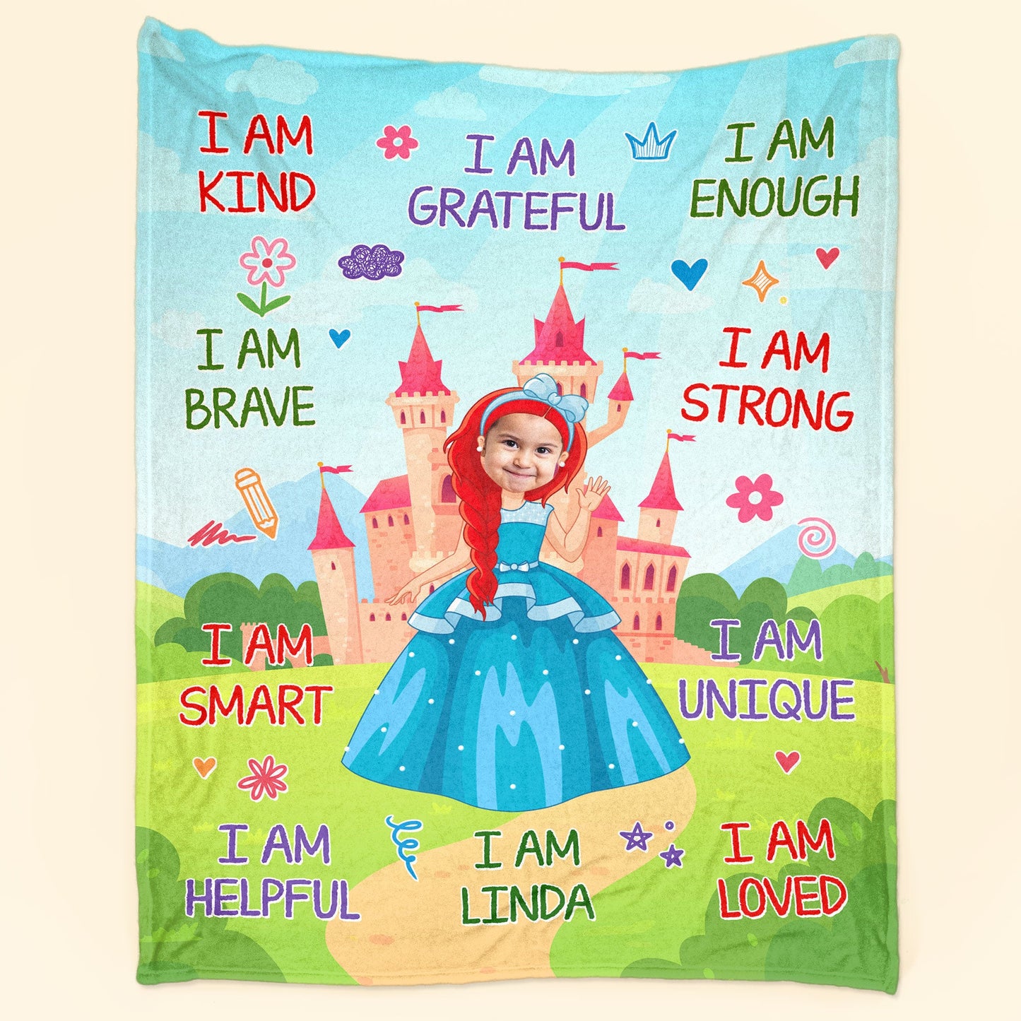 Kid Affirmations I Am Kind Fairytale - Personalized Photo Blanket