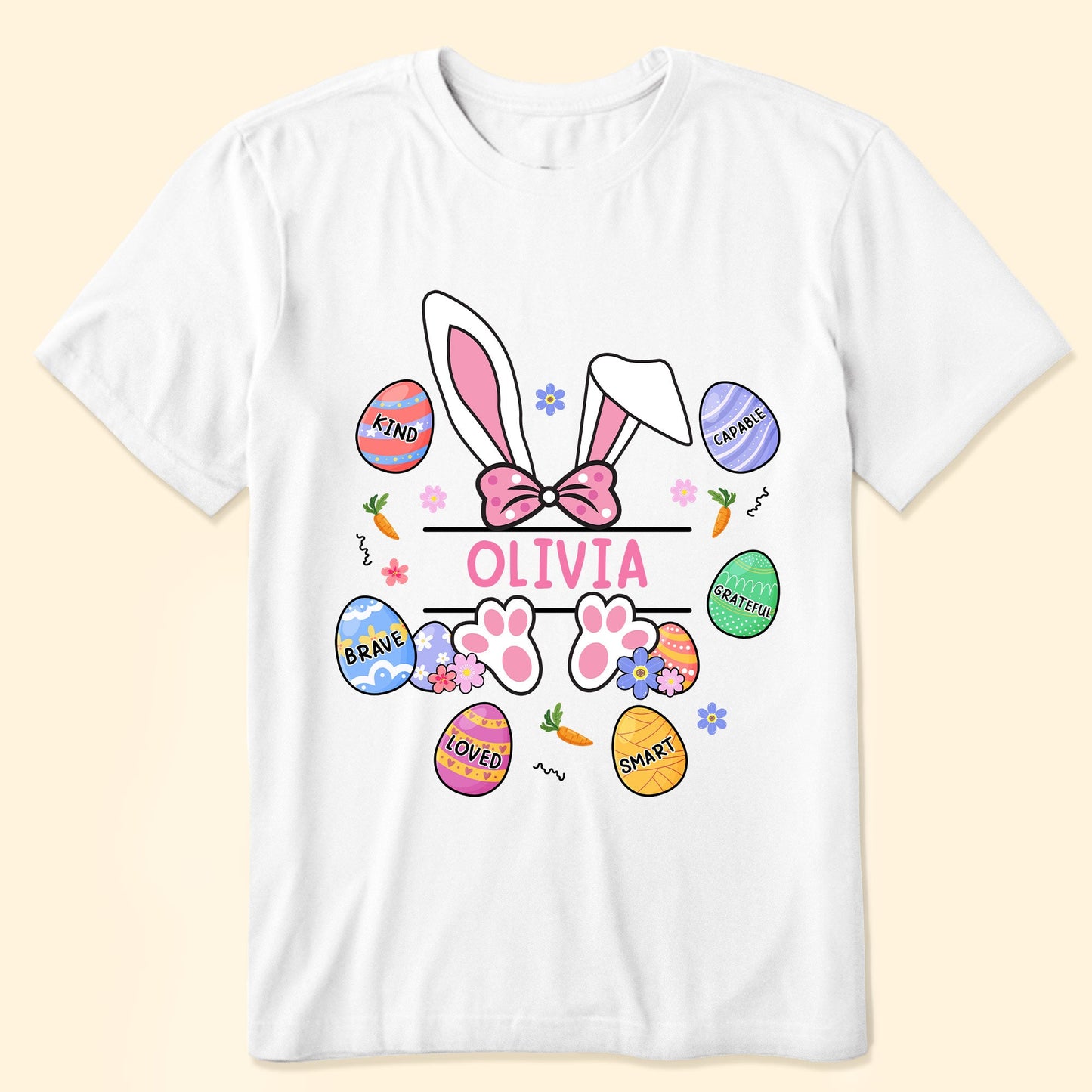 Kid Affirmations With Easter Bunny And Eggs - Personalized Shirt