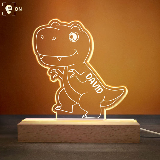 Kid Custom Name Dinosaur Safari Woodland Animal Nightlight - Personalized LED Light