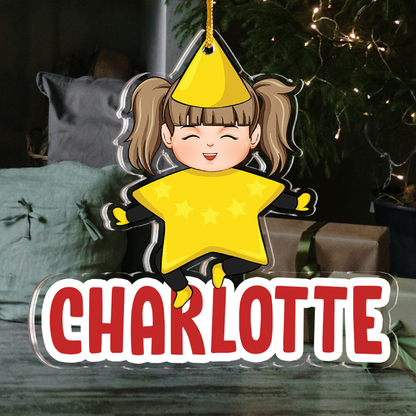 Kid In Christmas Costume - Personalized Acrylic Ornament