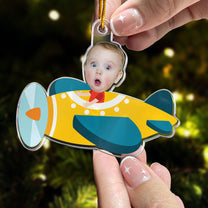 Kid Riding Airplane  - Personalized Acrylic Photo Ornament