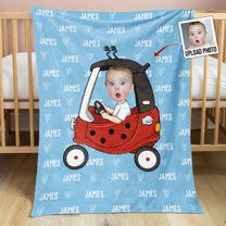 Kid In Car - Personalized Baby Photo Blanket