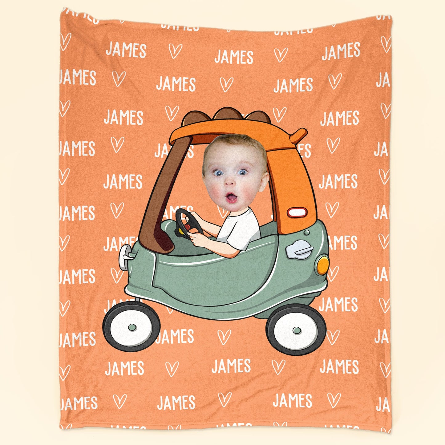 Kid In Car - Personalized Baby Photo Blanket