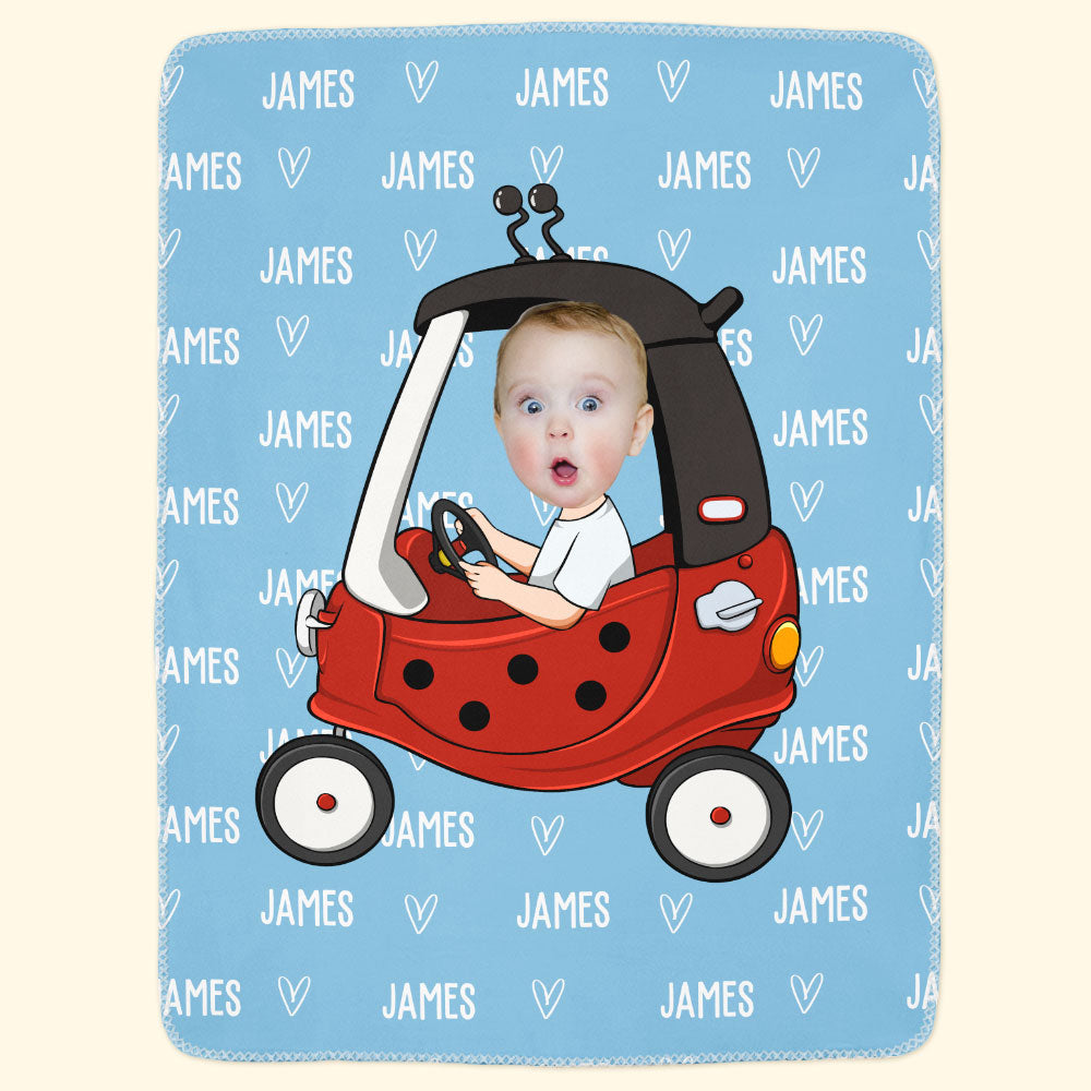 Kid In Car - Personalized Baby Photo Blanket