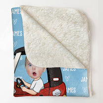 Kid In Car - Personalized Baby Photo Blanket