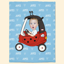 Kid In Car - Personalized Baby Photo Blanket