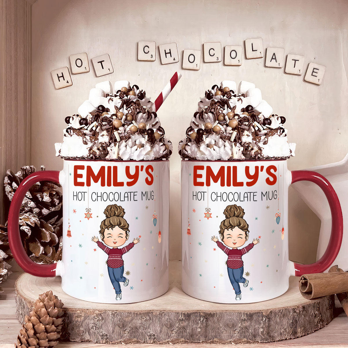 Kid's Hot Chocolate Christmas Mug - Personalized Accent Mug